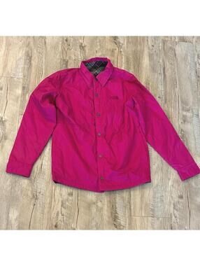 New The North Face Reversible Plaid Pink Snap-Up Jacket Size Youth XL